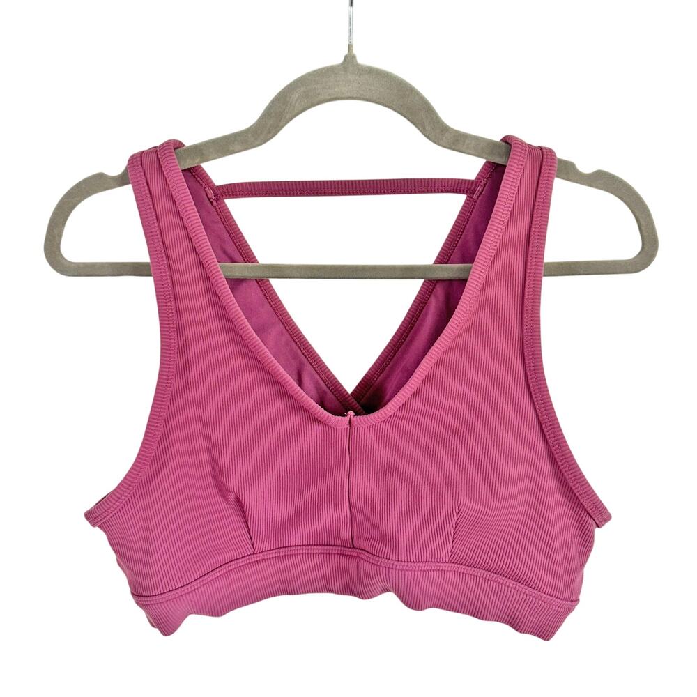 Alo Yoga Plum Ribbed V-Neck Sports Bra Large L